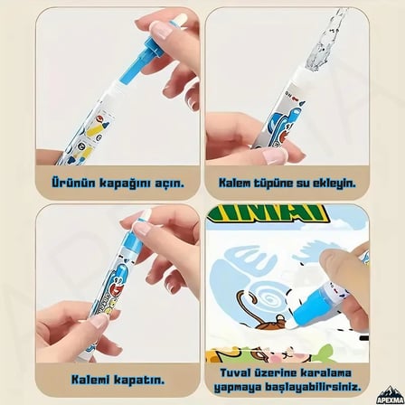 Vahşi Orman Hayvanları Temalı Sulu Sihirli Boyama Halısı - Özel Sulu Kalem Ile Water Painting Su Mat
