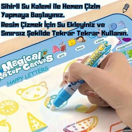 Vahşi Orman Hayvanları Temalı Sulu Sihirli Boyama Halısı - Özel Sulu Kalem Ile Water Painting Su Mat