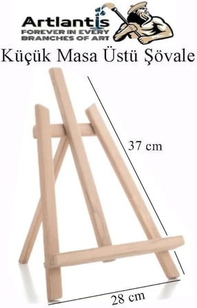 Masa Üstü Şövale 1 Adet Küçük Şövalye 28x37 cm Çam Ağacından İmal Edilmiştir Sanatsal Tuval Sergi