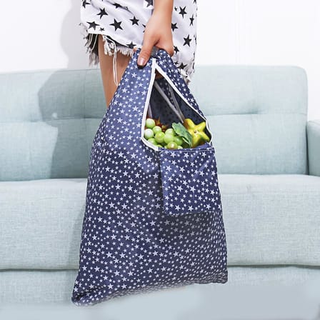4 adet katlanabilir alışveriş çantası, tekrar kullanılabilir alışveriş çantası, maksimum taşıma kapasitesi 20 kg, 55 x 33 x 8 cm
