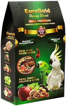 EuroGold Deluxe Blend Fruits&amp;Nuts Meyveli ve Kuruyemişli Papağan Yemi, 650 Gr