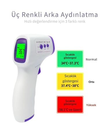 Dijital Temassız Ateş Ölçer – Tabanca Model, Hafızalı, Pilli Termometre – Alın ve Vücut Ölçümü | Bebek, Çocuk, Kedi, Köpek, Nesne ve Yiyecek Ölçümü