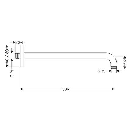Hansgrohe Duş Dirseği 389 mm Krom