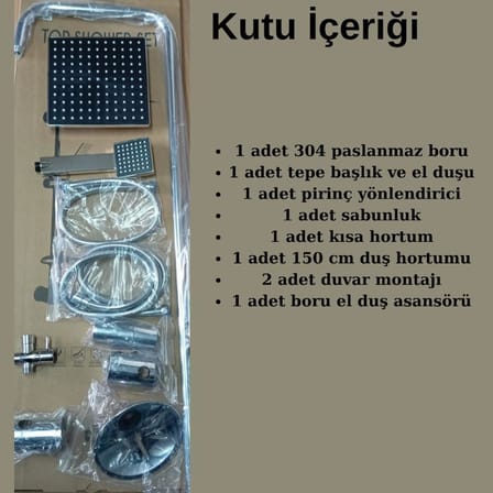 Premium Yağmurlama Duş Seti, Robot Tepe Duş Başlığı, Beyaz (Krom Tahran)