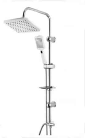 Premium Yağmurlama Duş Seti, Robot Tepe Duş Başlığı, Beyaz (Krom Tahran)