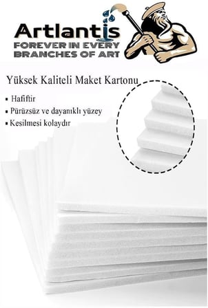 Maket Kartonu Beyaz Fotoblok 5 mm 50x70 cm 5 Adet Hobi Sanat Okul Köpüklü Straforlu Maket Kartonu