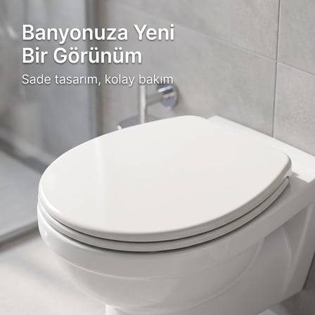 Klozet Kapağı Beyaz Sert Plastik Standart Ölçü Montaj Aparatları Dahil Kolay Temizlenen Tuvalet Kapağı (Standart)