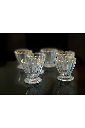 Cam 6’lı Magnolia Dondurmalık & Çerezlik Seti (yaldızlı)