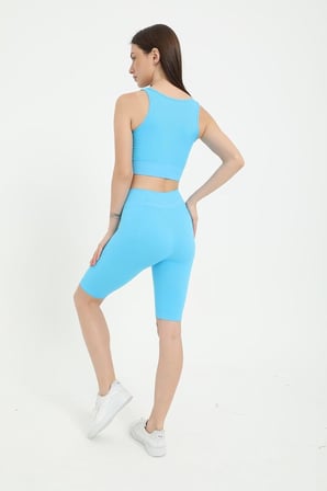 Seamless Spor Tayt Crop Takım AÇIK MAVİ-S