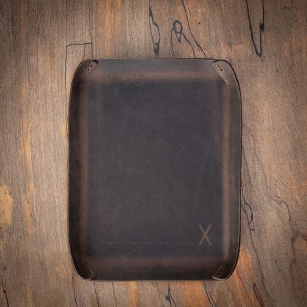 Masaüstü Organizer, Toplayıcı, Hakiki Deri Vale Tepsisi, Telefon pedi, Deri Sümen, Deri Pad, Deri Kase, Zarf ve Mektup Tepsisi, vallet tray, catch it all tray, leather (Kestane - Koyu Kahverengi)