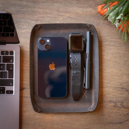 Masaüstü Organizer, Toplayıcı, Hakiki Deri Vale Tepsisi, Telefon pedi, Deri Sümen, Deri Pad, Deri Kase, Zarf ve Mektup Tepsisi, vallet tray, catch it all tray, leather (Kestane - Koyu Kahverengi)
