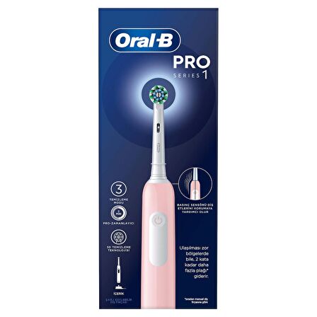 Oral-B Pro Series 1 Pembe Elektrikli Diş Fırçası, 1 Diş Fırçası Başlığı, Braun Tasarımı