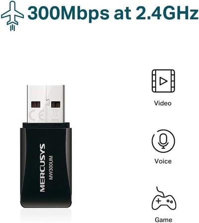Mercusys MW300UM 300Mbps Kablosuz USB Adaptör