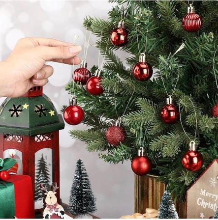 Yenigeldi 12'Li Kırmızı Yılbaşı Topu 3 Cm, Noel Ağacı Topu, Çam Ağacı Topu, Kırmızı