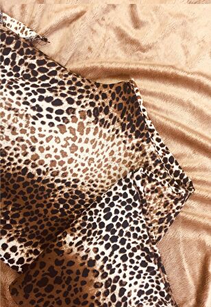 Leopar Desenli Ipeksi Kadın Süet Pijama Altı