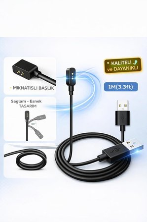 Huawei ile Uyumlu Watch Fit 2/3/4/4 Pro - Huawei Band 10/9/8/7/6 Uyumlu Akıllı Saat Usb Şarj Aleti Kablosu