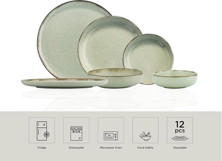 Moderna 12 Parça 4 Kişilik Yemek Seti Yeşil