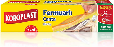 Koroplast Orta Boy Fermuarlı Saklama Torbası 12'li Set, Kilitli Saklama Torbası 20x18 cm, BPA İçermez, Fermuarlı Saklama Poşeti, Kilitli Seyahat Maktaj Çantası, Kalemlik Eşya Düzenleyicisi Organizer