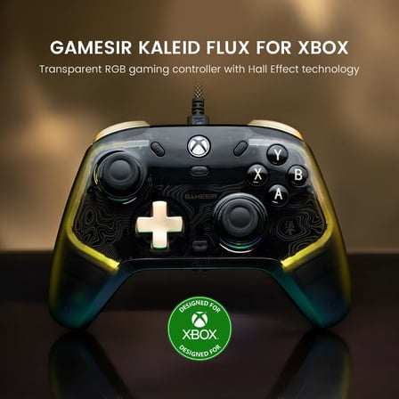 GameSir Kaleid Flux Kablolu Oyun Denetleyicisi - Xbox Series X|S, Xbox One &amp; Windows ve Steam için Resmi Lisanslı Oyun Kumandası, Salon Efektli Video Oyun Kumandası, Tetikleme/Joystick ve RGB Işıklar