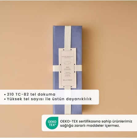 %100 Pamuk Saten Supreme 2'li Yastık Kılıfı, Mavi, 50 x 70
