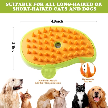 Kyrotech 3'ü 1 Arada Buharlı Silikon Şarjlı Kedi Köpek Fırçası Çok İşlevli Tüy Fırçası Masaj, Kendini Temizleyen Buharlı Fırça, Dolaşık ve Gevşek Tüyleri Temizlemek için Buharlı Evcil Hayvan Fırçası