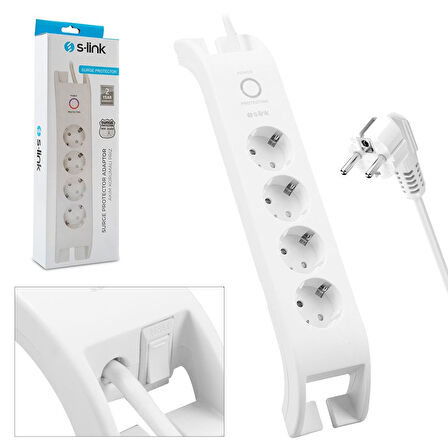 S-LİNK SPG-3040 4Lü Akım Korumalı Priz 2 Metre Anahtarlı 900 Joule