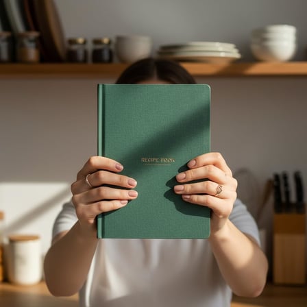 Tarif Defteri – A5 Boyutunda Sert Kapaklı 100+ Tariflik Recipe Journal, Ölçü Tablosu, Not Alanı, İndeks ve Şef Soruları (Yeşil)
