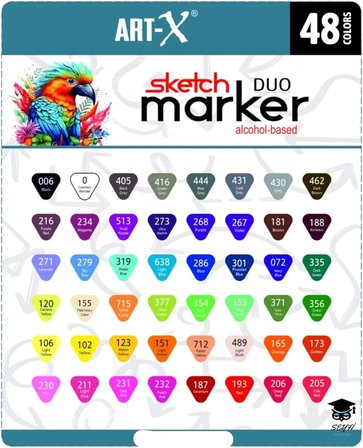Sketch Marker Çift Taraflı Çizim Kalem Seti Art-X Yüksek Kalite Kalıcı Mürekkep İade Garantili,SYFARTXSET-48