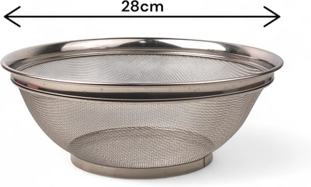 Deconox Paslanmaz Çelik Kulpsuz Süzgeç 28cm, Paslanmaz Çelik Pirinç Süzgeci, Paslamaz Çelik Mutfak Süzgeci, Paslanmaz Çelik Salata 28cm Süzgeci