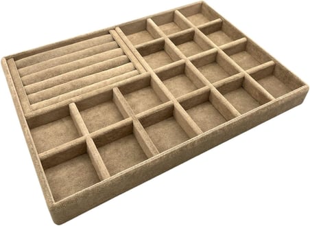 Bakü Model Süet Kahve Renk 34/24 cm Bölmeli-batırmalı Çekmece Içi Takı Standı