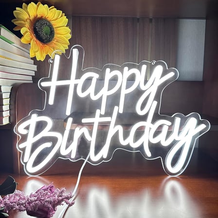 Happy Birthday neon ışıklı gece lambası, duvar partisi için, dekor, sanat, duvar lambası, kısılabilir neon tabela, doğum günü kutlaması, barlar, Noel kutlamaları için, UBS güç kaynağı [enerji sınıfı