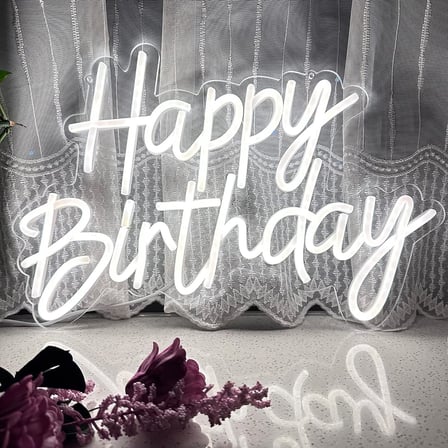 Happy Birthday neon ışıklı gece lambası, duvar partisi için, dekor, sanat, duvar lambası, kısılabilir neon tabela, doğum günü kutlaması, barlar, Noel kutlamaları için, UBS güç kaynağı [enerji sınıfı