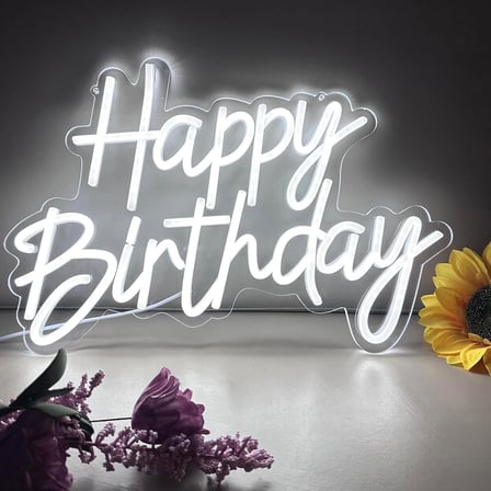 Happy Birthday neon ışıklı gece lambası, duvar partisi için, dekor, sanat, duvar lambası, kısılabilir neon tabela, doğum günü kutlaması, barlar, Noel kutlamaları için, UBS güç kaynağı [enerji sınıfı