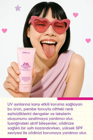 Crush On Pink - SPF 50+ Leke Karşıtı ve Ton Eşitleyici Pembe Güneş Kremi
