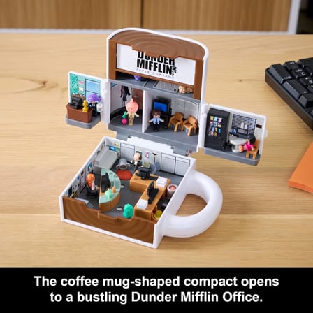 ve The Office mini oyun seti, 6 karakter figürü ve 9 aksesuar, koleksiyona uygun Partnership oyuncağı, kupa bardak şeklinde, JCC19