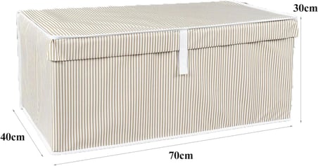 Çok Amaçlı Kapaklı Sandık Tipi Hurç Organizer – Büyük Boy Saklama Kutusu – Dolap İçi, Yatak Altı ve Baza Altı İçin Sert ve Dayanıklı Depolama Çözümü – Katlanabilir (Krem, 70x40x30 Cm)