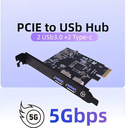 2AC 4 Portlu 2x Type-C ve 2x USB 3.0 (USB 3.2 Gen1) 5Gbps PCI-E Genişletme Kartı