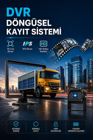 10'' INÇ 4 Kameralı Monitörlü Tır Kamyon Otobüs Servis Karavan İçin Kablosuz Araç Seti