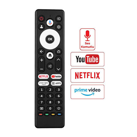 Ayt Arçelik A65 E 795 B Beko B43 D 697 B Grundig 55 GKU 700 Netflix Youtube Prime APPS Ses Komutlu Lcd Led Tv Kumanda