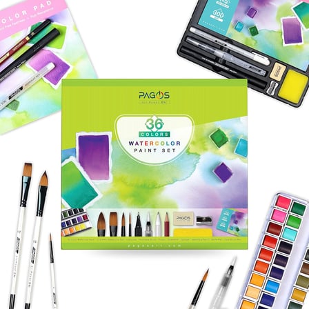 Sulu boya seti, profesyonel 36 sabit pigment boyama kutusu, yüksek pigmentasyon, sanatçılar, öğrenciler, yetişkinler için 12 sulu boya kağıdı