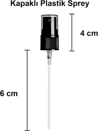 10 ml Siyah Spreyli Şeffaf Cam Şişe 10 cc Sızdırmaz Kapaklı Fısfıs Beyaz Cam Şişe 6 Adet