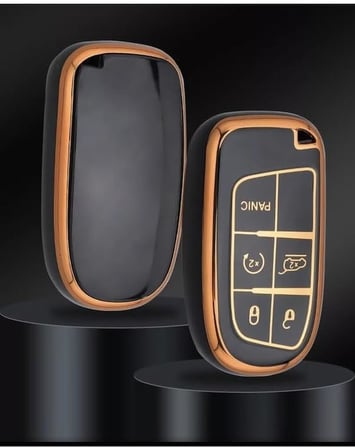 AutoHan Keys Lüks Egea Cross 500x 500l Uyumlu Anahtar Kılıfı, Siyah ve Altın Renk, 5 Butonlu, Nano