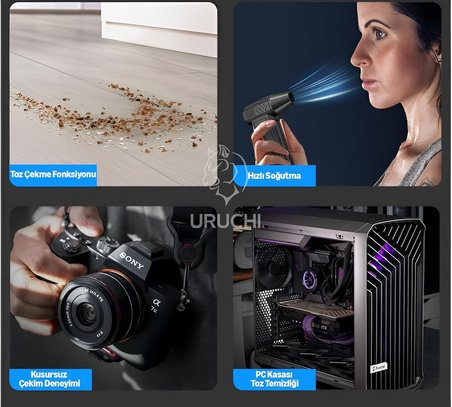 X3 2026 Şarjlı Hava Üfleyici &amp; Vakum – Gerçek 130000 RPM, 8000mAh Batarya, 3 Kademeli Turbo Toz Üfleyici ve Çekici, Bilgisayar, Klavye, Ev, Araç ve Dış Mekan Kullanımı, Çantalı