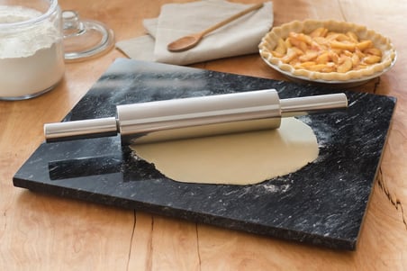 ® Paslanmaz Çelik Merdane – Hamur Açma Rulosu Dönmeli Metal Oklava – Ergonomik Saplı Döner Başlıklı Rolling Pin Profesyonel Kullanım – 25 cm Rulo + 2x9 cm Sap – Toplam 43 cm