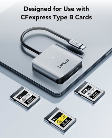 RW510 CFexpress Tip B Kart Okuyucu, 10 Gbps'ye Kadar, USB 3.2 Gen 2 CF Bellek Kartı için, USB Tip-C Kablosu Dahil (LRW510U-BNHNG)