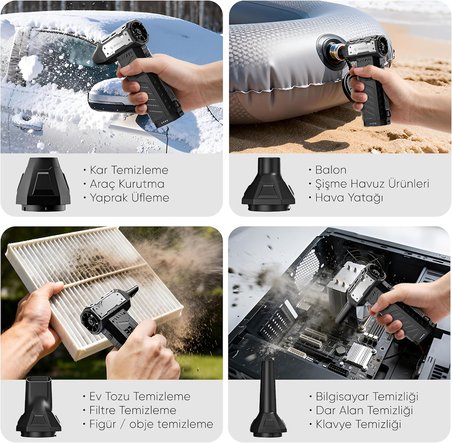 G320 Turbo Jet Fan Hava Üfleyici - 【Turbo Modda 320 Gram Hava Üfleme Gücü】- Ultra Güçlü Hava Basıncı -Taşıma Torbalı ve Ekstra Nozullu - Çıkarılabilir Batarya Sistemi