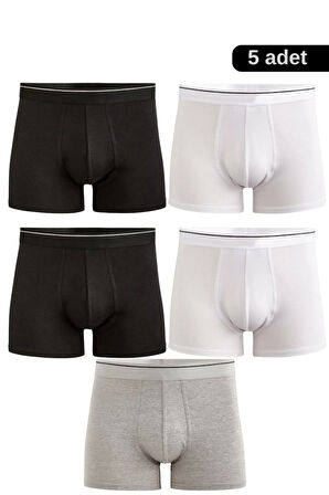 Erkek Likralı Pamuklu Boxer Özel Hijyenik Ambalajlı 5'li Paket