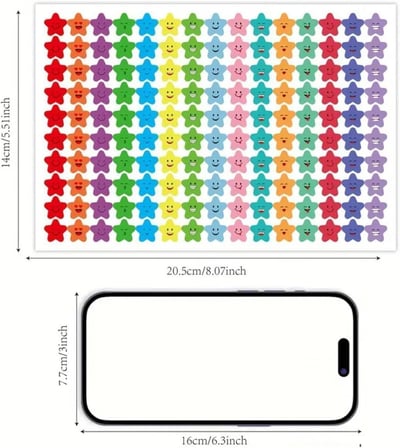 Yıldız Sticker Çıkarma Seti,600 Adet 4 Syf Okul Tebrik Stickerı,Öğretmen Öğrenci Hediyesi, Renkli