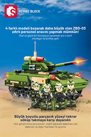 Sembo Block Iron Blood 4'ü 1 arada savaş araçları 506 Parça yapı blokları Lego ile uyumlu(1316-1319)