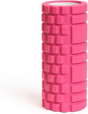 SUNYOGA Foam Roller Masaj Rulosu – Yoga, Pilates, Fitness ve Fizyoterapi İçin EVA Köpük Masaj Aleti (33x14 cm) (Pembe)